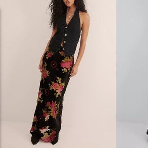 NWT Nasty Gal floral devore maxi skirt
